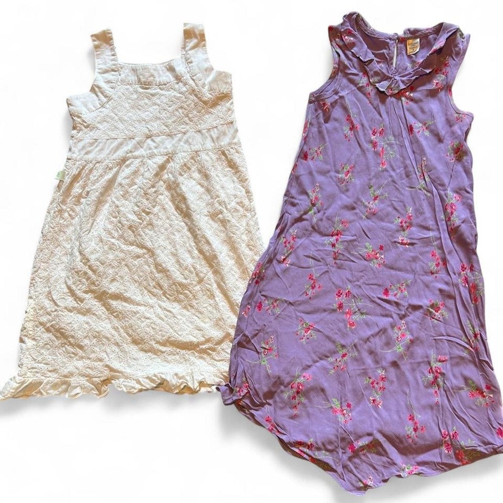 Marks & Spencer /Free and Fresh lacy white & purple floral girls dresses, size 8